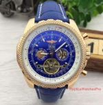Wholesale Price Copy Breitling for Bentley Tourbillon Watch Rose Gold Blue Leather